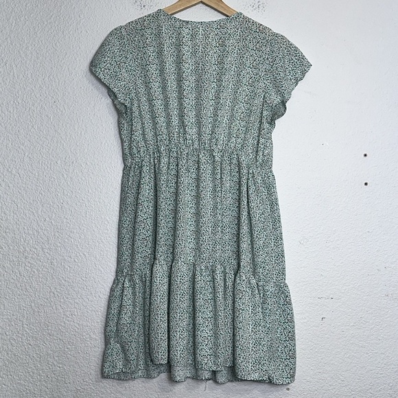 Seraphine Green Floral Button Front Maternity Dress Size 4 Short Sleeve Tiered - Picture 2 of 11